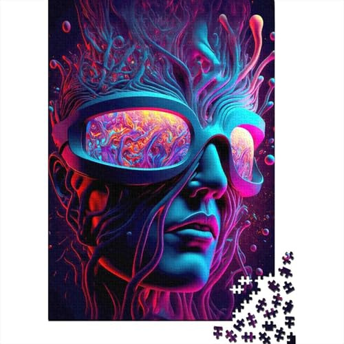 Kreatives Erwachsenenpuzzlespiel, 1000 Stück Gesicht Brille Abstrakt Puzzle