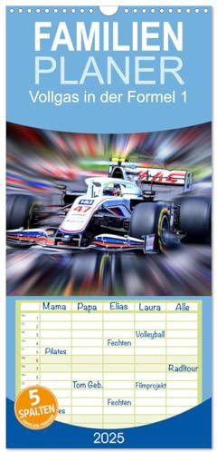 Familienplaner 2025 - Vollgas in der Formel 1 mit 5 Spalten (Wandkalender, 21 cm x 45 cm), CALVENDO