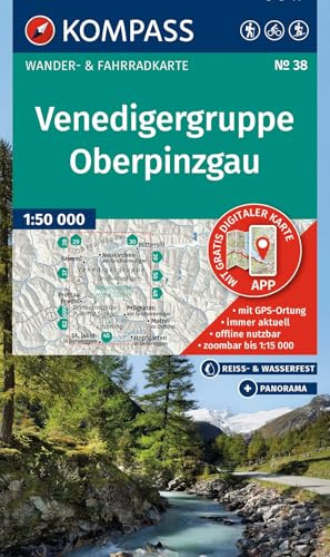 KOMPASS Wanderkarte 38 Venedigergruppe, Oberpinzgau 1:50.000: Wander- und Fahrradkarte in einem - inklusive Offline-Verwendung in der KOMPASS-App. Wander-& Radwege. Panorama. Skitouren.