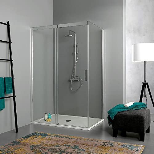 Kiamami Valentina Paroi de Douche 150x70 avec Ouverture latérale Fixe et Ouverture Frontale coulissante | Dream