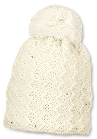 Sterntaler - Mädchen Mütze Strickmütze Glitzer mit Bommel, Natur - 4721630, Größe 57