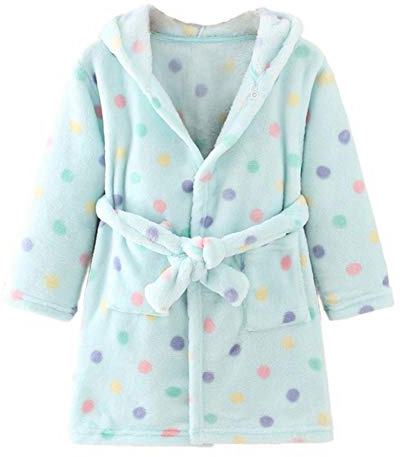 YOLIA Unisex Bambini Abiti Carini con Cappuccio da Notte in Pile Morbido Accappatoio Vestaglia Abiti