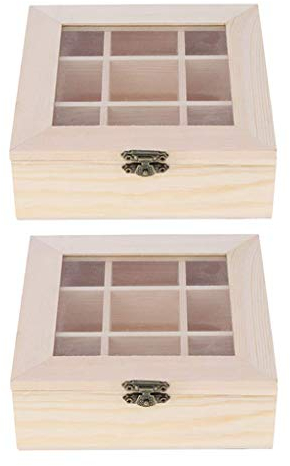 Tubayia 2 Stück Holz Schmuckkasten Schmuckschatulle Schmuck Aufbewahrungsbox mit Glasdeckel