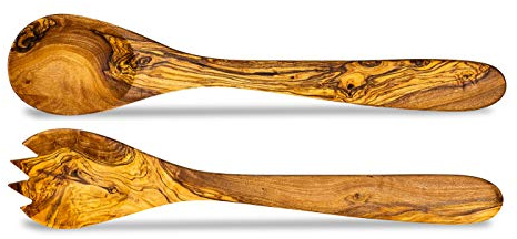 Lot de 2 couverts à salade en bois d'olivier 30 cm