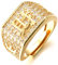 Halukakah ● Gold Segne Alle ● Herren 18k Echtes Gold überzogen Kanji Ring REICHTUM Set Größe Einstellbar mit KOSTENLOSER Geschenkpackung
