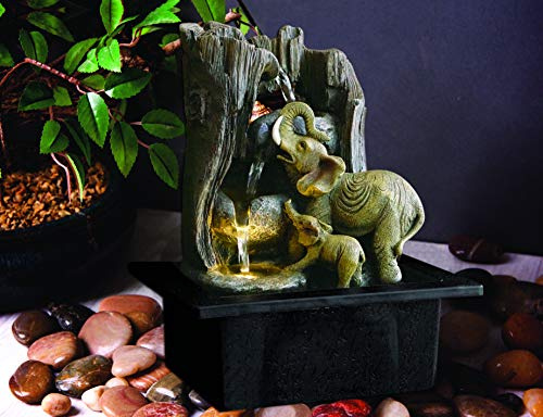 Creative Touch Newborn Elephant Indoor Water Fountain with LED Light | Size 21 * 17.5 * 25 Cm | 3 Pin UK Plug Included |