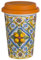 BARONI Tazza da Viaggio Cappuccino in Ceramica Ortigia con Tappo in Silicone Arancione 10x10x14 cm