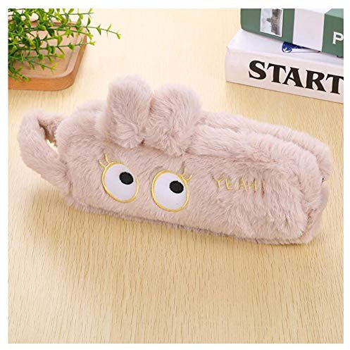 Mäppchen Plüsch Kawaii Bleistift-Kasten-Nette reizende Feder-Kasten for Mädchen Schüler-Bleistift-Beutel-Briefpapier Pencilcase Feder-Beutel Schulbedarf (Color : Brown)