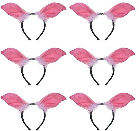 TOPTIE 6 Stück Schweine Ohren Haarreif, Tier Ohren Haarreif Ohren Stirnband Party Cosplay Kostüm Zubehör