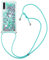 MRSTER Handykette Kompatibel mit Samsung Galaxy A70, Glitzer Flüssig Bewegende Treibsand Handyhülle mit Necklace mask Lanyard Schutzhülle für Samsung Galaxy A70. LP Love Green