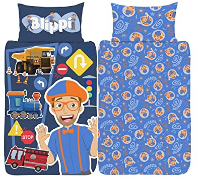 Blippi Offizielles Wende-Bettwäsche-Set, Baumwollmischgewebe, Youtuber Traktor Song Design