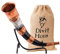 Divit Corne à boire véritable viking avec affichage en bois | Corne à bière médiévale authentique | Ornements en laiton & pochette cadeau en lin inclus (Copper, Polished)