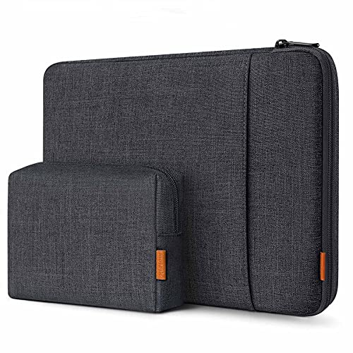 Inateck 360° Protection Laptop Bag Sleeve Case Compatible with 13-inch MacBook Air/Pro M3 M2 M1 2016-2024, with Accessory Bag, Black Grey