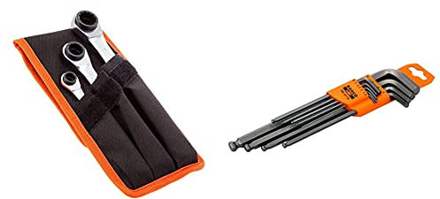 Bahco S4RM / 3T Chrome Vanadium Steel Socket Wrench Set, Size 8mm-19mm & 9770 BE-9770 1.5-10mm Hex Key Set