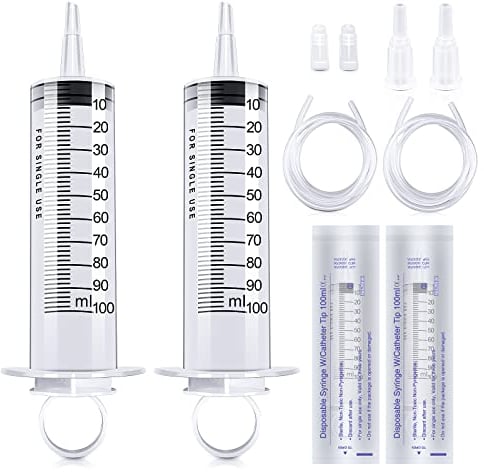 2 Packungen Plastik Spritzen mit 2 Kunststoffrohre für Öl- oder Leimapplikatoren, Experimente, Pet Fütterung, Industrielle Anwendungen (100ml)