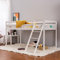Panana Mid Sleeper Bunk Bed Children Wooden Cabin Bed Frame with Ladder, White
