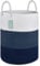 BOSROTY Large Blanket Basket, Tall Laundry Hamper 65L, Nursery Basket with Handles for Storage Toys Clothes Towels, Cotton Rope Woven Organiser, 40 x 50 CM, White & Cadet Blue & Navy Blue