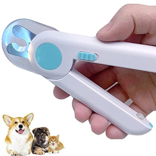 Kaket Dog Nail Clippers, Cat Nail Clippers, Pet Nail Clippers with Light, LED Light Pet Nail Clipper and Trimmers, Anti Cutting Blood Line Pet Nail Clipper (Blue)