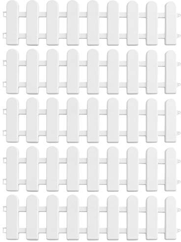 BESTonZON 5 Stücke Garten Zaun Kunststoff Gartenzaun Weiße Zaun Deko Pfostenzaun Hof Zaun Rasen Zaun Kunststoff Lattenzaun Sichtschutz DIY Basteln für Hausgarten Yard Hof Rasen Dekoration