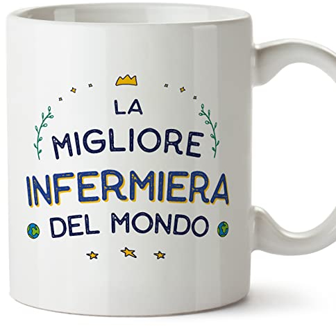 Mugffins Tazza in ceramica per INFERMIERA donna 11 oz / 350 ml - In italiano - Miglior del Mondo - Idea regalo per compleanno, anniversario, natale, laurea