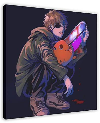EFEZAC Anime Chainsaw Man Poster 5 Canvas Poster Bedroom Decor Sports Landscape Office Room Decor Gift Frame-style 20x20inch(50x50cm)