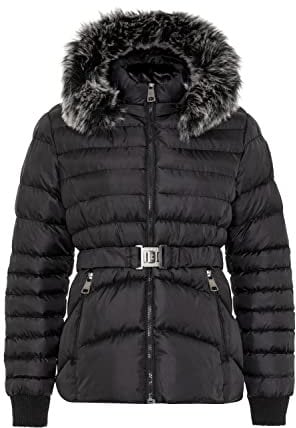 Cipo & Baxx Damen Mantel WM132 Schwarz – Modische Winterjacke mit warmem Futter, figurbetontem Schnitt und funktionalen Details für kalte Tage und stilvolle Outfits - WM132 Schwarz L