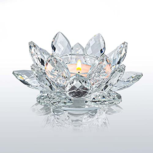 Kolnlala Teelichthalter aus Kristall-Lotusblüte, Glas-Teelichthalter, Dekoration, Dekoration für Weihnachten, Zuhause, Hochzeit, Party, 1 Stück