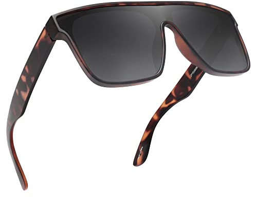 GLINDAR Polarisierte Recycelte Sonnenbrille für Männer Frauen, Retro Square Flat Top Shades UV400 Schutz Schildkröte