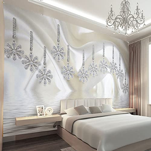 MERVOS Papier peint murale 3D autocollant pvc papier peint paillettes argent bijoux salon chambre peinture murale décoration