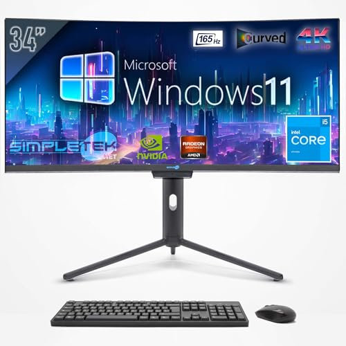 SIMPLETEK - All in One PC mit 37 4K Wide Curved Bildschirm | Core i5 3.30GHz Windows 11 Pro | 16GB RAM SSD 240GB GTX 1650 4GB GDDR6 | Integrierte 2K Webcam