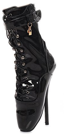 Kassiopeya Lack Ballett Stiefeletten Gr 36-46 Schwarz,rot,pink, weiß Ballerina High Heels NEU (Schwarz, EU Schuhgrößensystem, Erwachsene, Herren, Numerisch, M, 44)