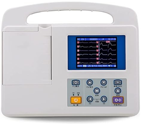 ZUMAHA EKG-Monitor, Heim-Herzgesundheitsmonitor, Tragbares, Professionelles, Digitales Farb-LCD-Elektrokardiograph, 3-Kanal-12-AbleitungsgeräT Mit Druckpapier FüR Medizinische Mundpflege