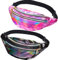 JunD 2 Stück Bauchtasche Damen Metallic, Gürteltasche Damen Holografisch, Bauchtasche Damen PU Leder, wasserdichte Reflektierende Bauchtasche, 80er & 90er Jahre Retro Bauchtasche (Rosa + Schwarz)