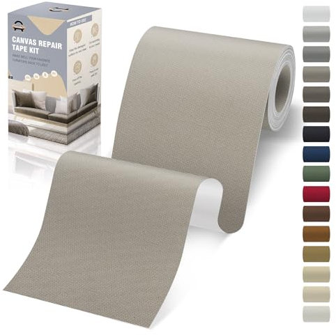 Flicken Selbstklebend Stoff, 10 x 200 cm Leinwand Stoff Selbstklebend, Elfenbeingrau, Wasserdichtes Leinwand Flicken Selbstklebend für Sofa Zelt Möbel Autositz Liege
