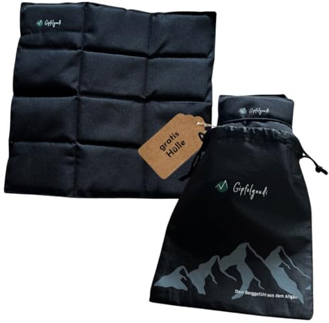 Gipfelgaudi Outdoor Sitzkissen faltbar (Schwarz) inkl. Tasche - Ultraleichtes & faltbares Sitzkissen für Unterwegs - Wetterfeste Sitzunterlage Outdoor