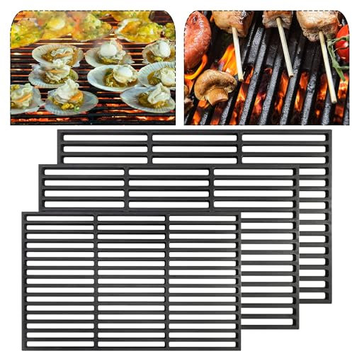 Froadp Parrilla para barbacoa, 60 x 40 cm, esmaltada, parrilla de hierro fundido, rasqueta para parrilla de gas, parrilla de carbón vegetal