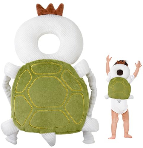 Mochila protector de cabeza de bebé linda mochila de protección de la cabeza transpirable con correa para la cabeza de absorción de choque ajustable protector para caminar para bebés, tortuga, mochil
