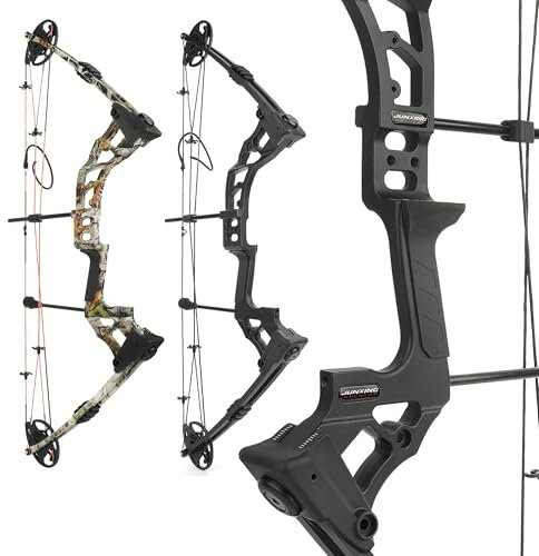 surwolf M121A Compoundbogen 0-70lb Bogenschießen Jagd Compoundbogen und Pfeile Set für Erwachsene und Anfänger IBO 320fps,Zuglänge 24-30” für Bogenschießen im Freien (schwarz Bogen)