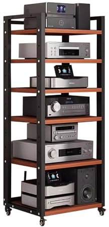 audio rack hifi regal 6-stufiger Stereo-Ständer, Komponenten-Audio-/Video-Rack, Heimbüro, Wohnzimmer, Verstärker, DVD-/CD-Player, TV-Zubehör, Receiver, Spiel, AV-Medien-Aufbewahrungsregal, Eck-Enterta