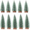 NIEEKRUN 10 Stück Mini Weihnachtsbäume, Künstliche Kiefern mit Holzsockel und Schnee-Effekt, DIY Kleine Tannenbäume Grün für Weihnachtsdeko und Party