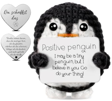 GROVBLE Positive Penguin Geschenk,7.5CM Mini Geschenke Pinguine mit Karte,Geduldsfaden Geschenk,Aufmunterung Geschenke für Freundin,Pocket Hug Kleine Doll Süßes Gestricktes Pinguin Spielzeug