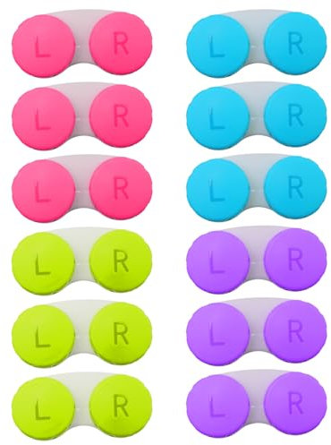 KeyQueen 12 Packs Contact Lens Cases, Portable Contact Lens Holder Box with Left and Right Caps Multicolored Contact Lens Container Leak-Proof for Home Travel and Work