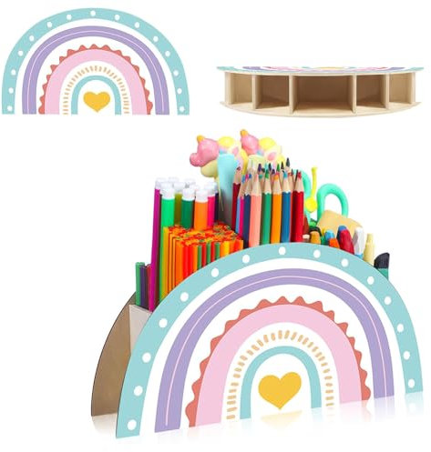 Stiftehalter Kinder Regenbogen,Schreibtischorganizer aus Holz,Schreibtisch Büro Organizer,Schreibtisch Organizer Regenbogen,für Kinder Home Büromaterial Klassenzimmer Organisation Lagerung Briefpapier
