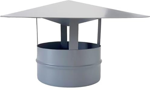 Comignolo Cinese Lam. Alluminata [varie misure] Colore Grigio - Ideale per Stufe/Camini a Pellet, Legna (Ø 200 mm, Attacco Femmina per Tubo Inox)