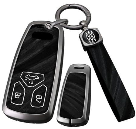 ontto Autoschlüssel Hülle Passt für Audi A4 B9 A5 A6 8S 8W Q5 Q7 4M S4 S5 Sportback S7 TT TTS TFSI RS Schlüsselhülle Gebürstetes Schlüsselcover Schutzhülle mit Schlüsselanhänger 3 Tasten-C Schwarz