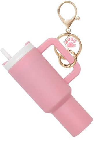 Luyseyha Mini Cup Keychain, Stanley Cup Accessories, Tumbler Lip Balm Chapstick Holder, Cute Charms for Purse Backpack Bag, Pink, Mini