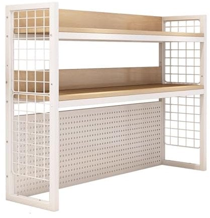 ONFSZCKB Scaffale portaoggetti da scrivania in Legno massello e struttura in Acciaio, scaffale portaoggetti per scrivania del Computer, dormitorio, ufficio, casa (110 * 30 * 100 cm)