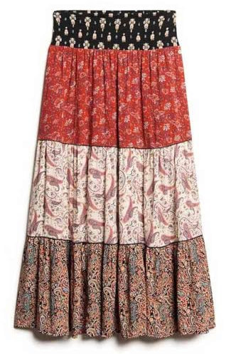 Superdry Damen Maxirock mit Print Mediterranea Print 36