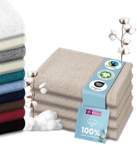 B!HOME 4er Set Premium Duschtücher [100% Baumwolle] 70x140 cm, grau/beige/große Handtücher Weich, Saugstark & Pflegeleicht/Badetuch Perfekt für Bad, Strand & Reisen