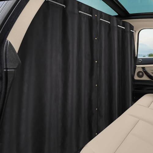 XCBYT Auto Trennvorhänge Sonnenschutz,Abnehmbarer Trennvorhang Camping Auto Vorhang Innen, Privatsphäre Schützen Auto Hinten Verdunkelung Camper Vorhang für Alle Auto Reisen,180 * 126cm